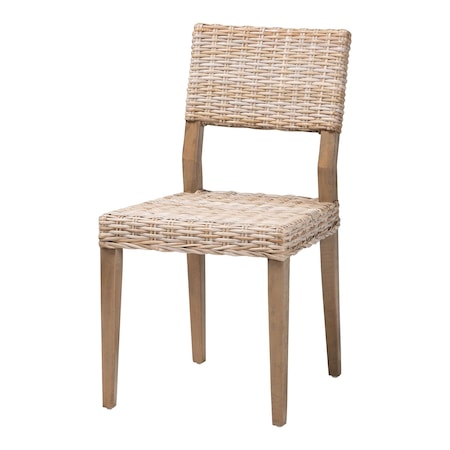 Bali & Pari Barossa Bohemian Grey Kubu Rattan and Mahogany Wood Dining Chair 245-13711-ZORO